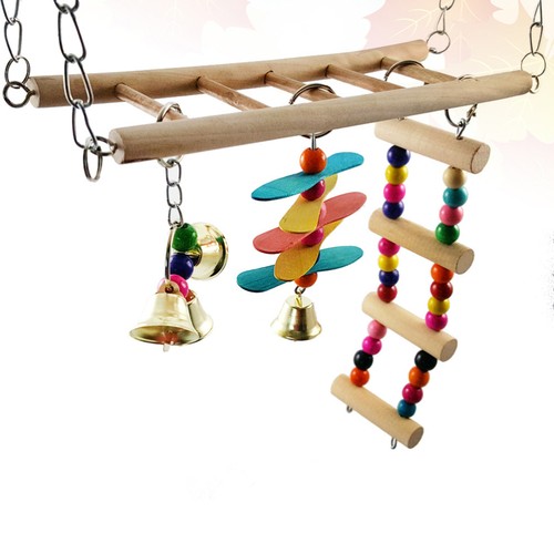 Parrot Wooden Swing Hanging Ladder Toy for Parrots Stair Bird Stand Birds
