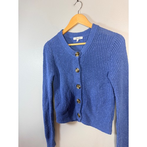 Madewell Textural-Knit Cardigan Sweater hermitage blue Small - Picture 5 of 9