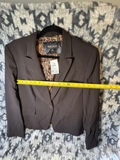 John Meyer Collection Women’s Blazer Jacket Size 12 Brown Leopard Lining NWT