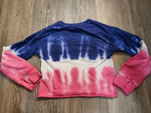 Bebe Sport Girls Pink/Blue/White Tie Dye Logo Crop Top Size Small (7/8) - Picture 10 of 11