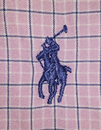 Polo Ralph Lauren bottoni davanti vestibilità personalizzata L rosa blu bianca griglia s3881 - Foto 2 di 8