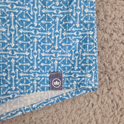 Peter Millar Hemd Herren XL blau Flossenrochen Fischgräten Allover-Druck Knopfleiste gebraucht, in einwandfreiem Zustand - Bild 5 von 17