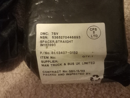 Military MAN Truck Spares Misc Job Lot 2, Of 7 Spacer, Part no 81.43407-0132 - Picture 2 of 5