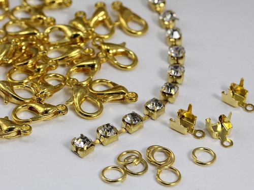 Gold Rhinestone Cup Chain Clasps - 15 Pieces - Picture 5 of 5
