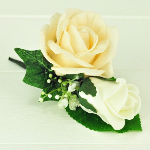Artificial Wedding Flowers Double Foam Rose & Gypsophila Buttonhole 78 Colours - Picture 206 of 313