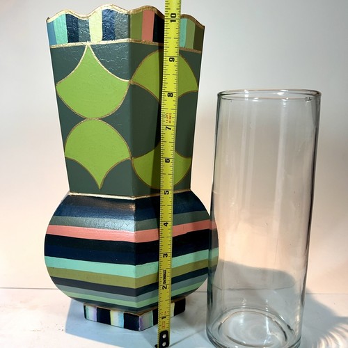Mackenzie Childs Vase Lily Pond Toleware handbemalt Metall 10,25" nicht mehr produziert - Bild 7 von 9