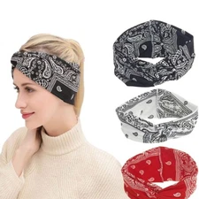 3 Packs Bandana Headband Hairband Turban Hair Wrap Twisted 4" Yoga Outdoor