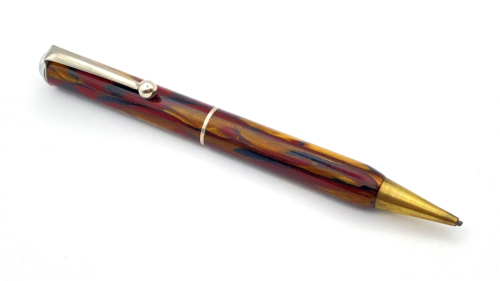 VINTAGE FRENCH PENCIL BROWN AND RED MARBLE MADE IN FRANCE IN WORKING CONDITION