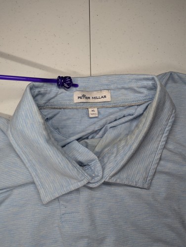 Peter Millar Herren Polo Größe XL blau weiß gestreift Kurzarm Golfshirt - Bild 8 von 16