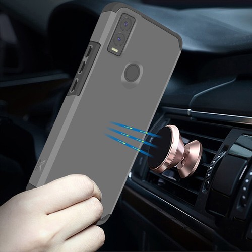For Cricket Innovate E 5G Case Mount Friendly Hybrid Hard Cover+Tempered Glass - Picture 27 of 31
