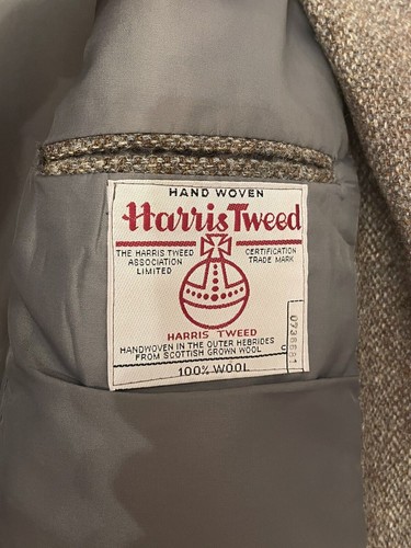 1970s DUNN & CO HARRIS TWEED SCOTISH WOOL SPECKLED GREY JACKET 44” Made In GB - Picture 11 of 14