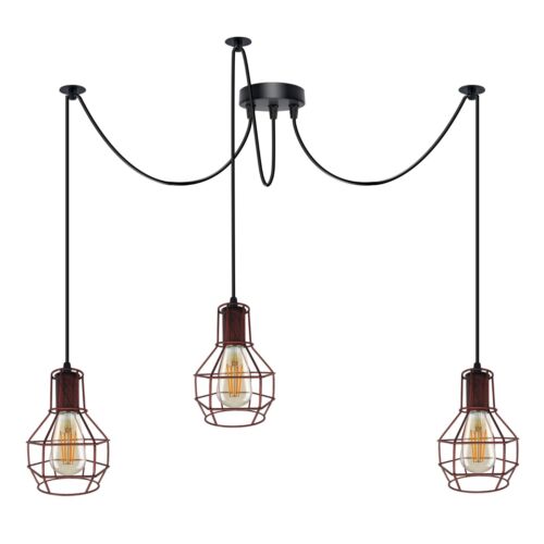 Industrial Spider Light Fittings Ceiling 3way Metal Cage Pendant Lamp Chandelier - Picture 15 of 24