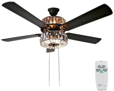 Ceiling Fan With Light Remote Control 52 In Clear Indoor Caged Crystal 5 Blade Ebay