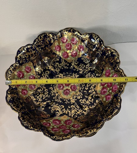 Nippon Gold Beaded Roses Cobalt Blue Bowl Set of 5 - Picture 19 of 21