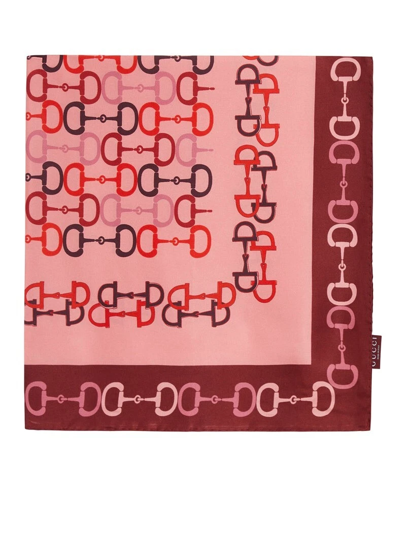 Foulard en soie rose/rouge Horsebit GUCCI neuf et authentique
