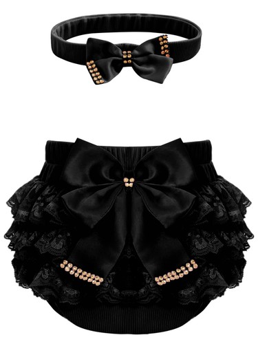 Newborn Baby Girls Bloomer Shorts with Headband Lace Bowknot Set Photo Shoot - Picture 44 of 61