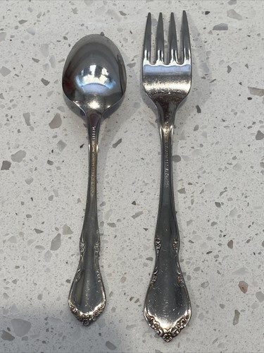 Toddletime Baby Fork & Spoon Set Oneida Glossy Stainless Flatware 5.5”-6” Length - Picture 4 of 6