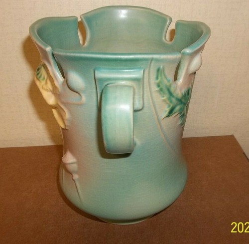 VINTAGE ROSEVILLE POTTERY VASE "POPPY" #869-7- PERFECT - EXCEPT 1 SMALL CHIP - Picture 8 of 12