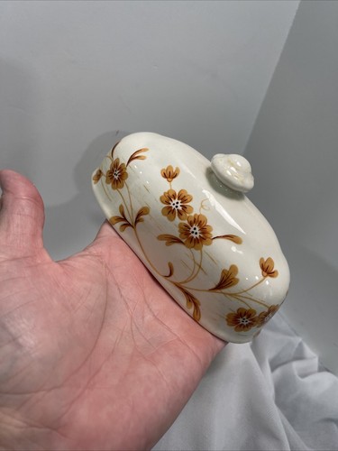 Metlox Poppytrail Covered Butter Dish Cinnamon Patten. Orange Florals. EUC - Picture 6 of 9