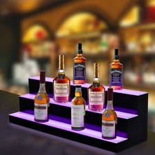 2/3 Step Tier LED Lighted Shelves Illuminated Liquor Bottle Bar Display Stand