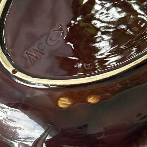 Vtg. McCoy Brown Drip Glaze 13" Oval XL Serving Platter 7062 USA Ribbed w/ cross - Picture 10 of 11