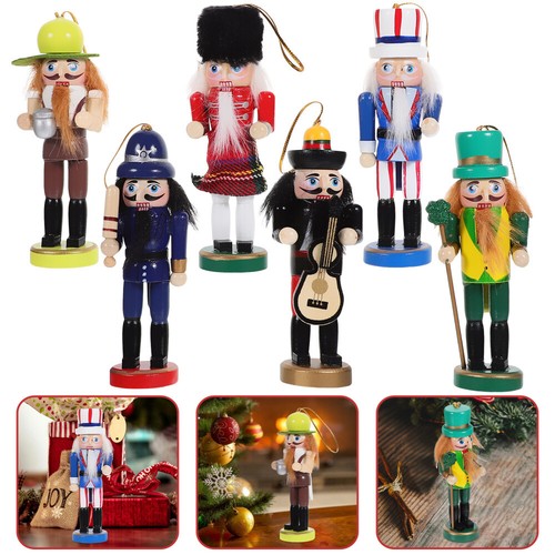 6pcs Desktop Nutcracker Puppet Decoration Xmas Nutcracker Ornament UK - Picture 10 of 12