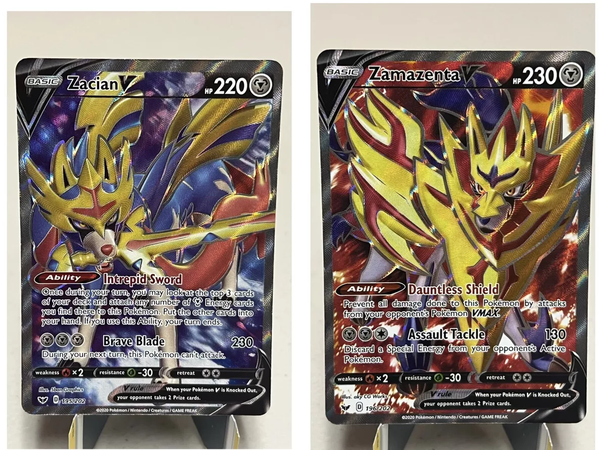 Pokemon Zacian V 195/202 Ultra Rare Full Art Sword & Shield Trading Card  Game