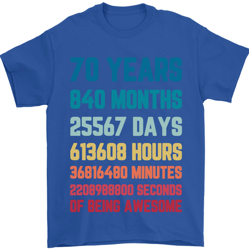 70th Birthday 70 Year Old Mens T-Shirt 100% Cotton - Picture 39 of 94