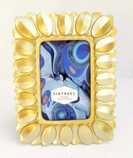 Photo Frame Contemporary Golden Stylized Leaves by Sixtrees For 4x6 Picture