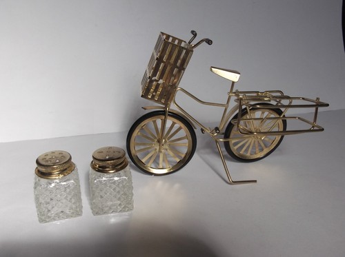 Bicicleta vintage en metal, pimienta, salero y palillo de dientes - Imagen 7 de 10