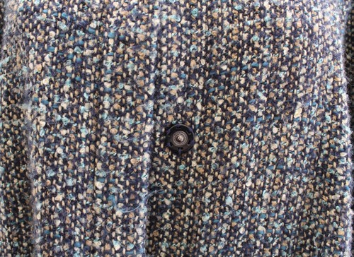 Talbots Italian Fabric Boucle Tweed Jacket Long Blazer Size 20WP Navy Blue Tan - Picture 2 of 6