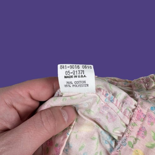 Vtg OshKosh B’gosh Vestbak Floral Bib Overalls Fitted Girls 2T Pink Fruit Ruffle - Picture 8 of 10