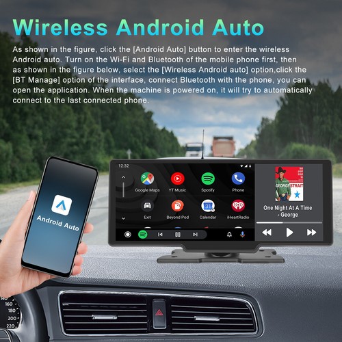 10.26" Car Play Wireless For Apple CarPlay GPS Android Multimedia Stereo Auto - Picture 9 of 16