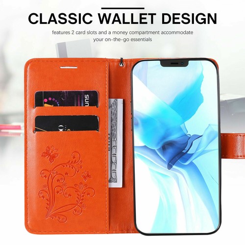 3D Leather Butterfly Wallet Phone Case For iPhone 11 12 14 Pro Max X XR 8 7 6 SE - Picture 28 of 55