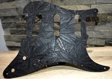 Black Pot Leaf Textured Pickguard - Fender Stratocaster - USA - SSS, HSS, HxH
