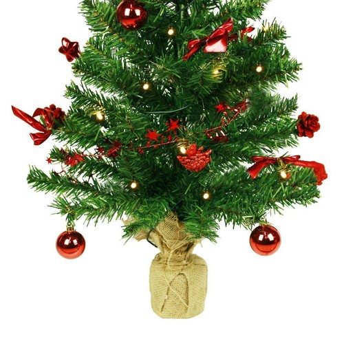HAAC 20er Led künstlicher Weihnachtsbaum grün 75 cm geschmückt roten Baumkugeln - Bild 3 von 4