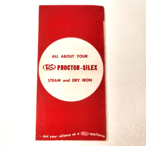 Vintage 1960s PROTOR SILEX Steam and Dry Iron Chart Guide Instruction Manual