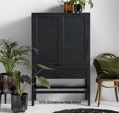 Vita Schrank Holz Rattan Wiener Geflecht Schwarz Designermobel Bei Matz Mobel Ebay