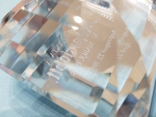 Vtg Tiffany & Co 1985 Diamond Shape Glass Prism Marriott Paperweight Marquis Htf - Picture 9 of 12