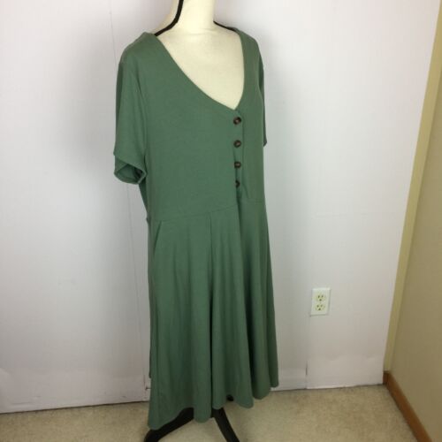 NWT Torrid A-Line Midi Dress 3X Womans Plus Sage Green Knit V-Neck Short Sleeve - Picture 6 of 12