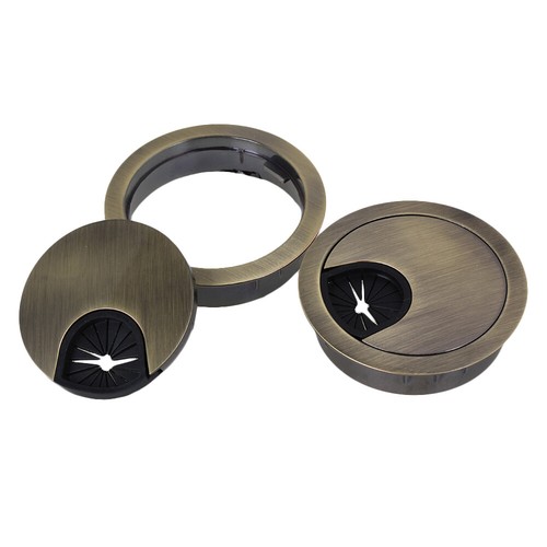 2PCS Bronze Zinc Alloy Desk Grommets Wire Cable Hole Cover 50mm x 14mm - Picture 6 of 10