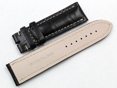 Correa Breitling Relojes Deportivos ANSA24mm Hebilla 22mm Cocodrilo Negro Mate - Bild 1 von 5