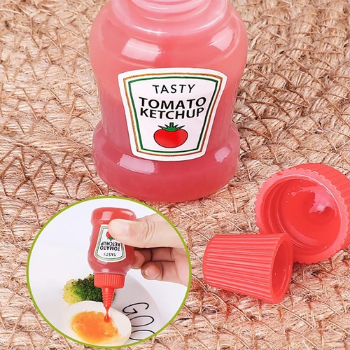 2x Mini Tomato Ketchup Bottle Portable Sauce Salad Dressing Squeeze Bottle - Picture 4 of 10