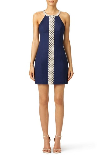 lilly pulitzer navy and gold dress