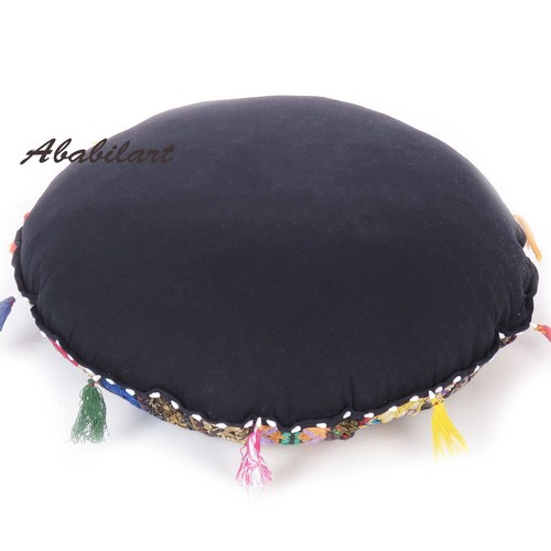 32 In Black Cotton Floor Cushion Cover Bohemian Floor Cushion Cover Decorative - Picture 7 of 7