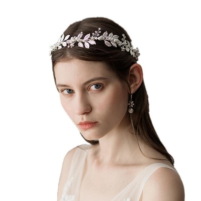 Boho Women Ladies Leaf Leaves Hair Band Chain Pearls Headband Prom