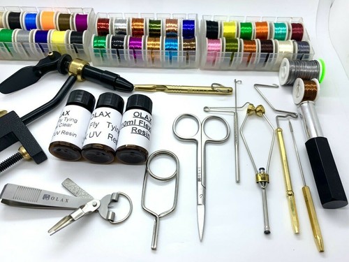 Olax Kodiak Fly Tying Tool & Material Kit, Floss, Tinsel, Thread, Glue - Picture 2 of 10