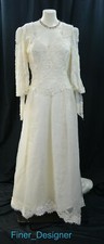 MAURER ORIGINAL IVORY Wedding Ball gown lace bridal Victorian dress M L VTG 60s