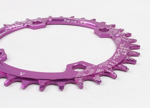 MTB Road Bike Narrow Wide Round Oval Chainring Chain Ring BCD104mm 30-38T Purple - Picture 6 of 9