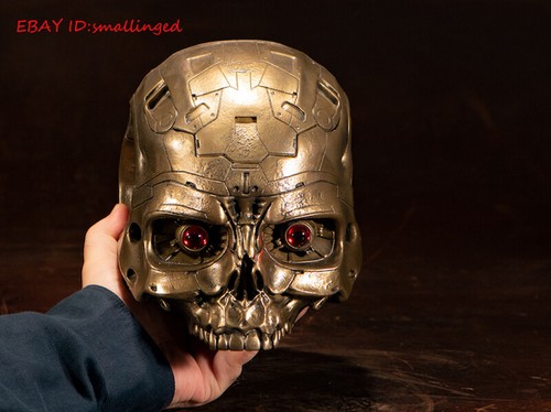 OGRM Terminator Arnold T2 T800 Goldenes Endoskelett Schädel Statue Kaltguss Kupfer - Bild 3 von 7